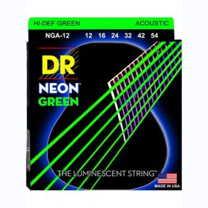 DR Hi-Def Neon Green Cordes Acoustique Light 12-54