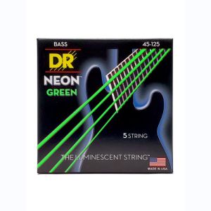 DR Hi-Def Neon Green Cordes Basse 5 Cordes Medium 45-125