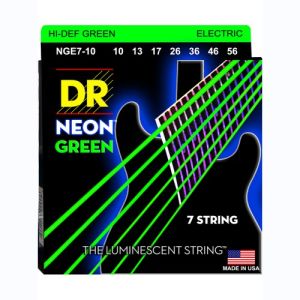 DR Hi-Def Neon Green Cordes Guitare Électrique 7 Cordes Medium 10-56