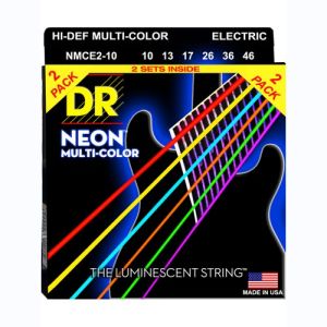 DR Hi-Def Neon Multi-Color Cordes Guitare Électrique Medium 10-46 (2 Jeux)
