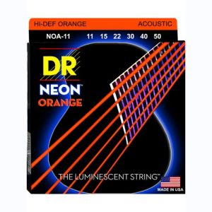 DR Hi-Def Neon Orange Cordes Acoustique Custom Light 11-50