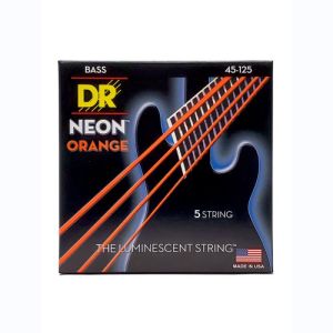 DR Hi-Def Neon Orange Cordes Basse 5 Cordes Medium 45-125