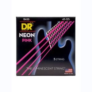 DR Hi-Def Neon Pink Cordes Basse 5 Cordes Medium 45-125