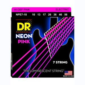 DR Hi-Def Neon Pink Cordes Guitare Électrique 7 Cordes Medium 10-56