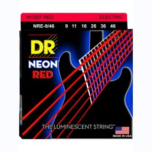 DR Hi-Def Neon Red Cordes Guitare Électrique Light À Medium 9-46