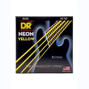 DR Hi-Def Neon Yellow Cordes Basse 5 Cordes Medium 45-125