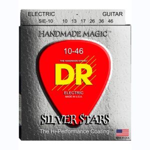 DR Silver Stars Silver Plated & Clear Coated Cordes Guitare Électrique Medium 10-46