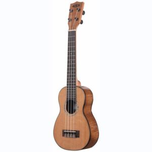 Kala Solid Cedar Top Acacia, Soprano Long Neck, livré avec housse